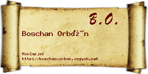 Boschan Orbán névjegykártya